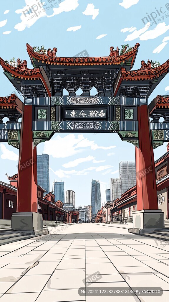 天府廣場插畫