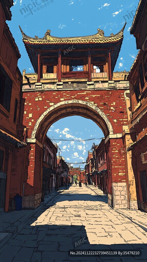 納西族城市插畫