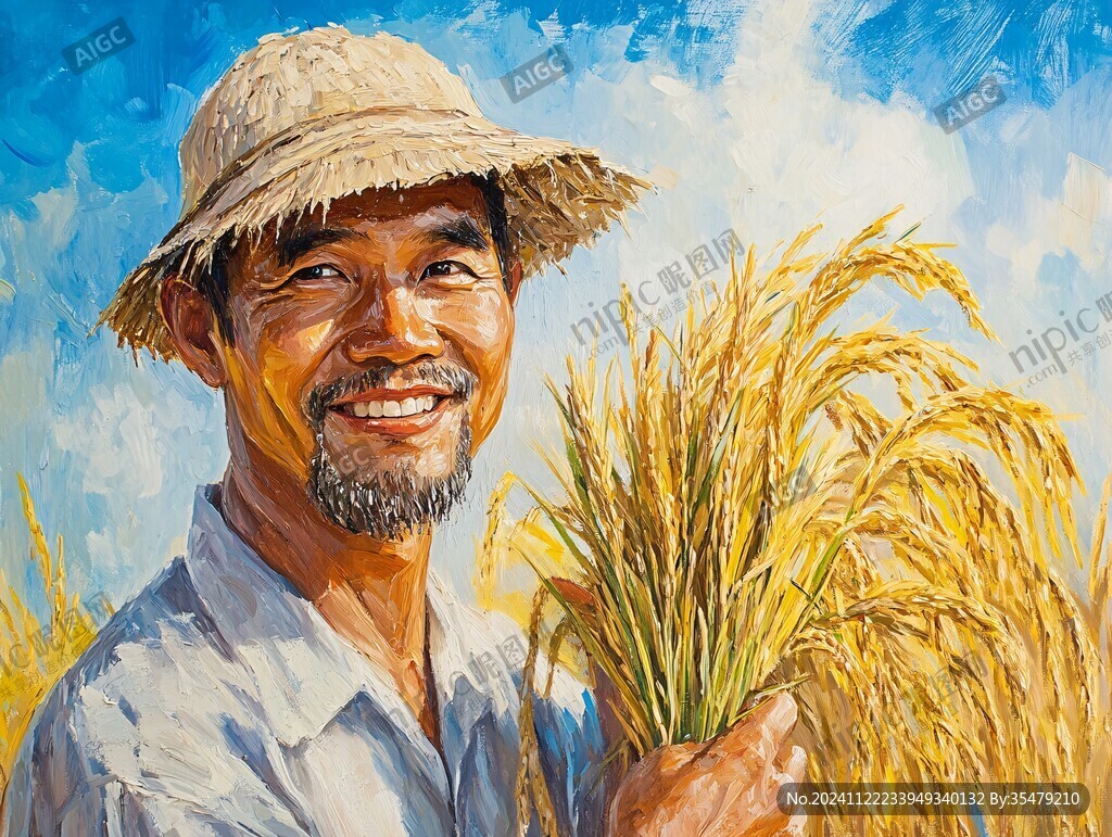 油畫水稻