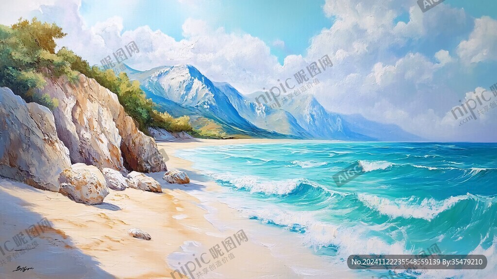 海灘風景畫