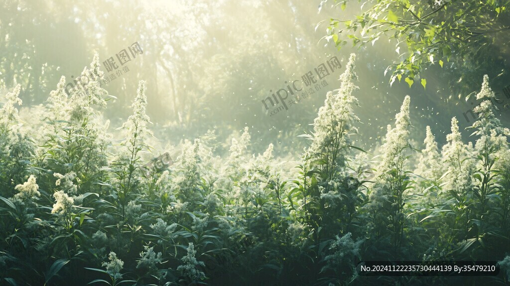森林花朵上的陽光