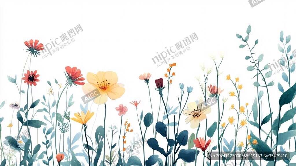 花叢插畫