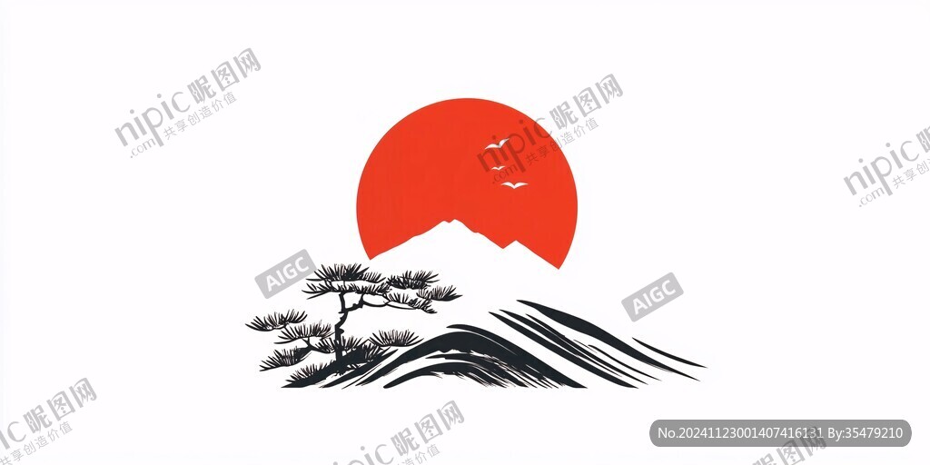 旭日東升插畫