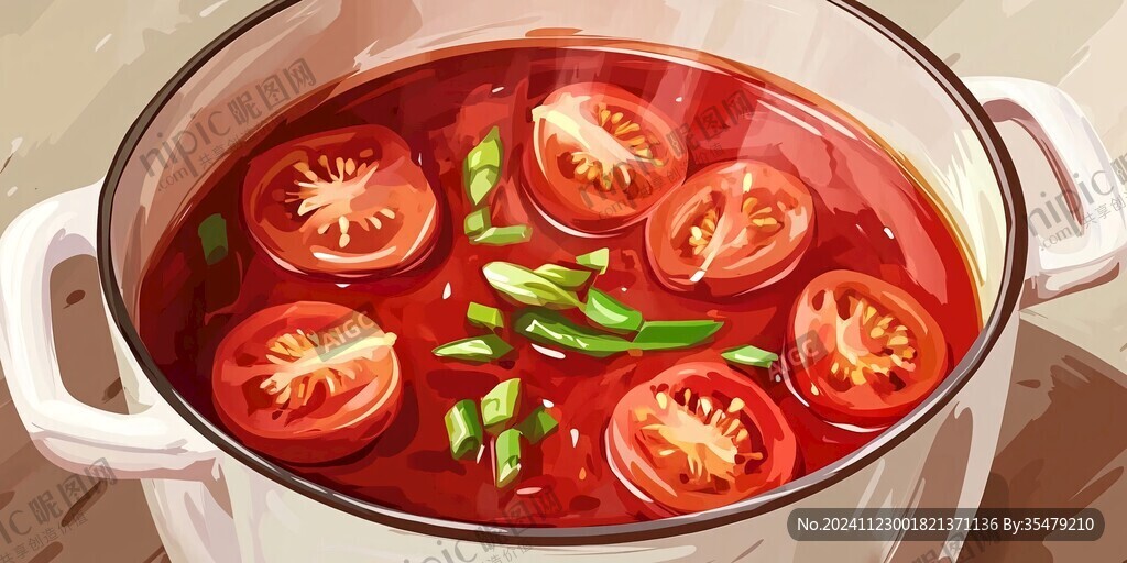 番茄火鍋插畫