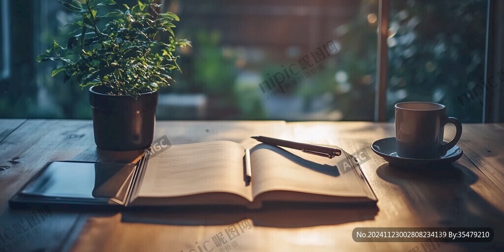 陽光下的書桌