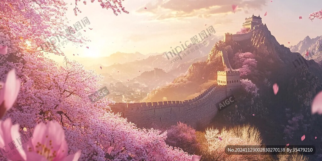 長(zhǎng)城風(fēng)景插畫