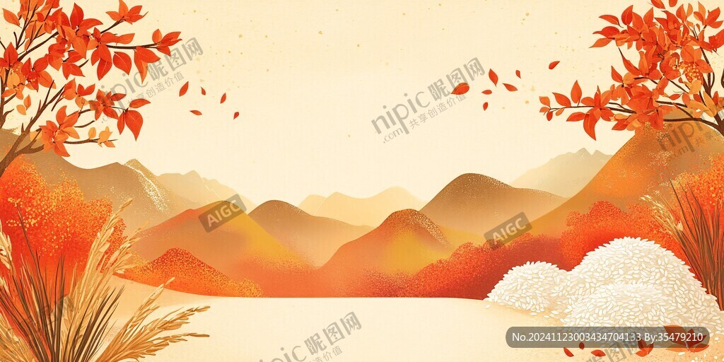 新中式紅葉插畫