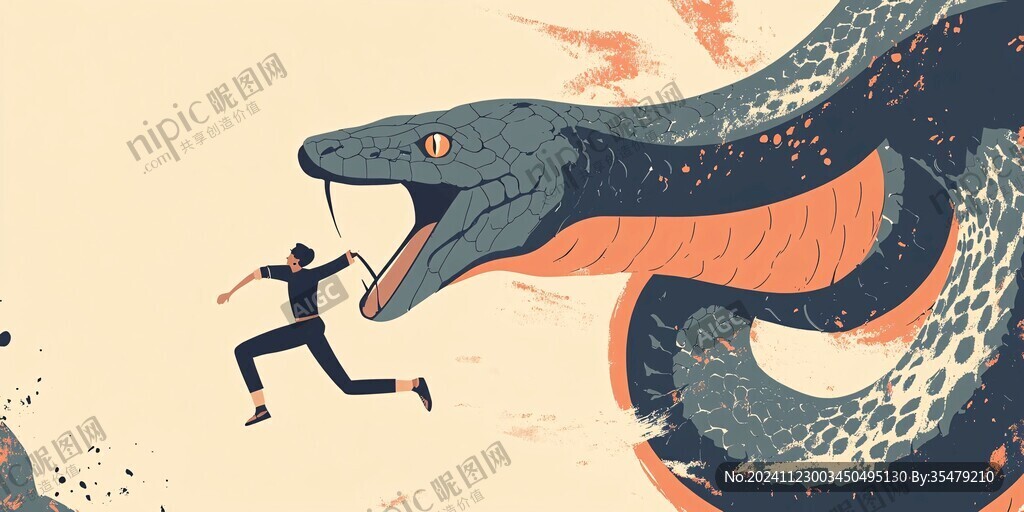 扁平風(fēng)蛇插畫
