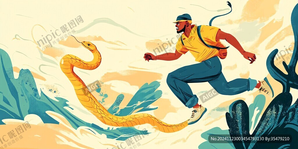 扁平風蛇插畫