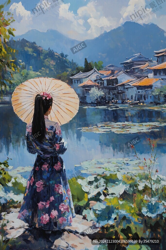 江南美女油畫