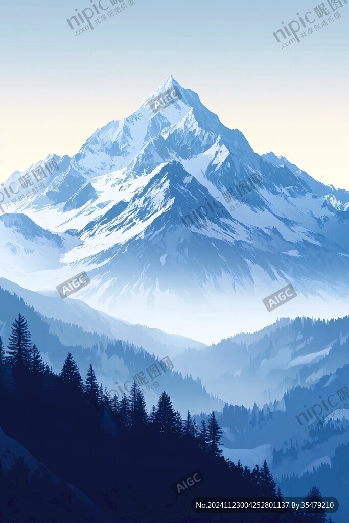 插畫圖山插畫
