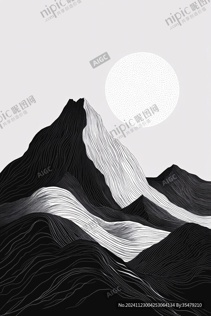 線描山插畫