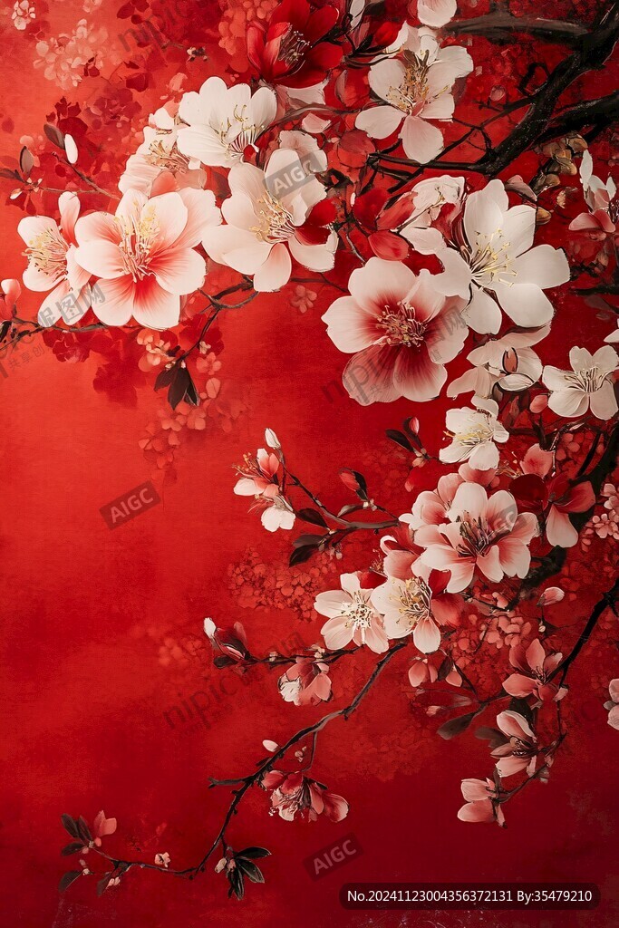 杏花紅底圖