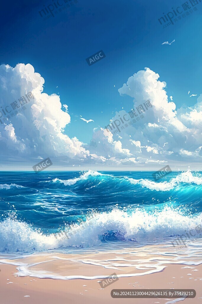 插畫藍天大海