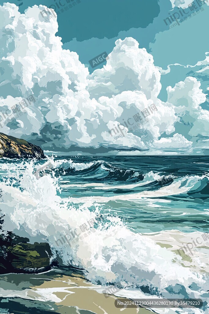 插畫海邊