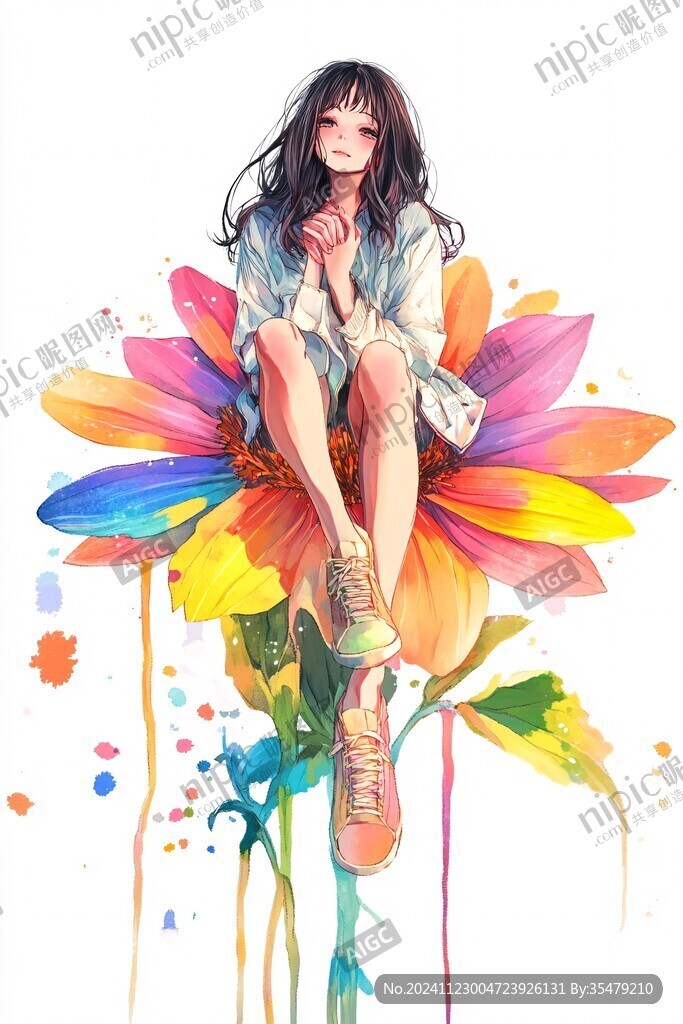 滑板鞋女孩插畫