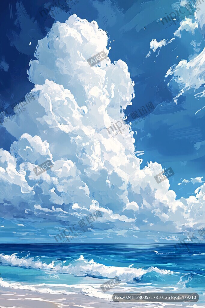 手繪藍天大海