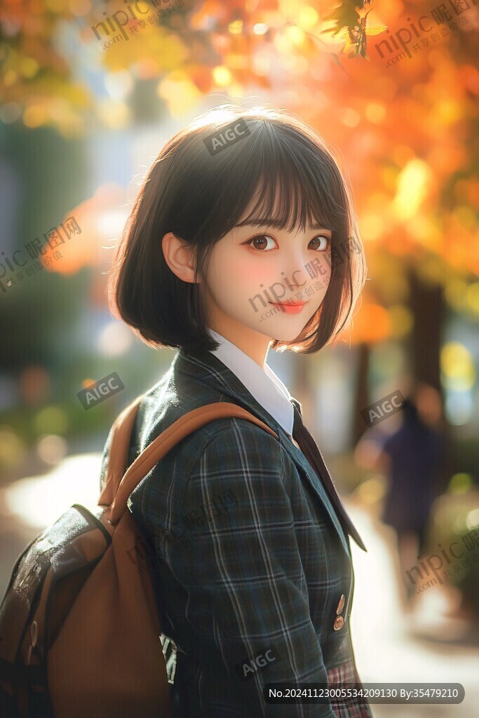 人物插畫短發(fā)女生