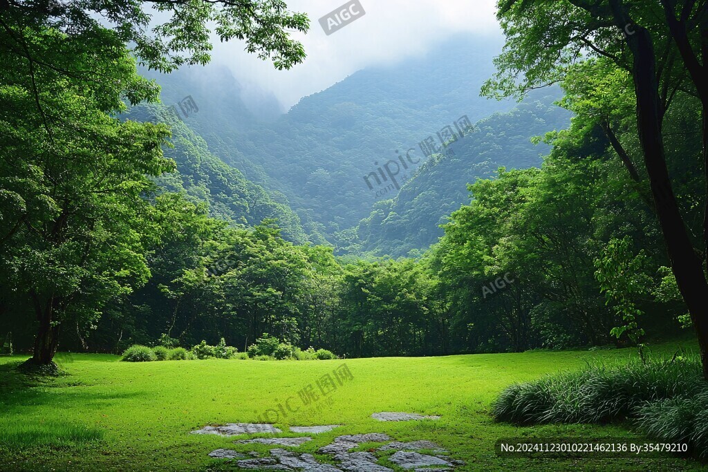 綠色山林背景素材
