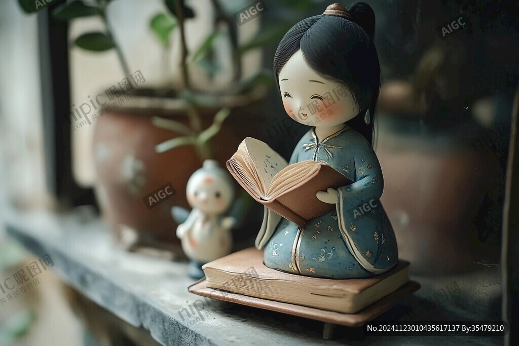 古人讀書(shū)泥塑