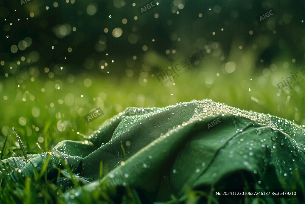 在草葉上滾動的雨珠