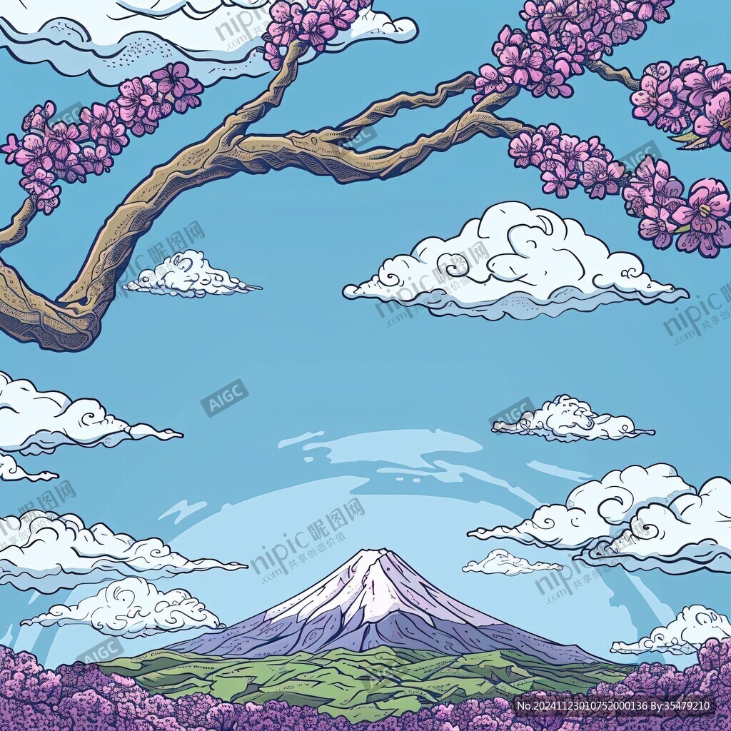 富士山插畫