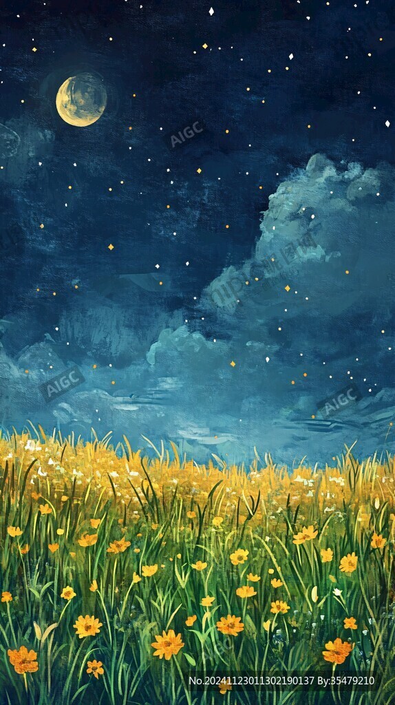 手繪唯美夜晚