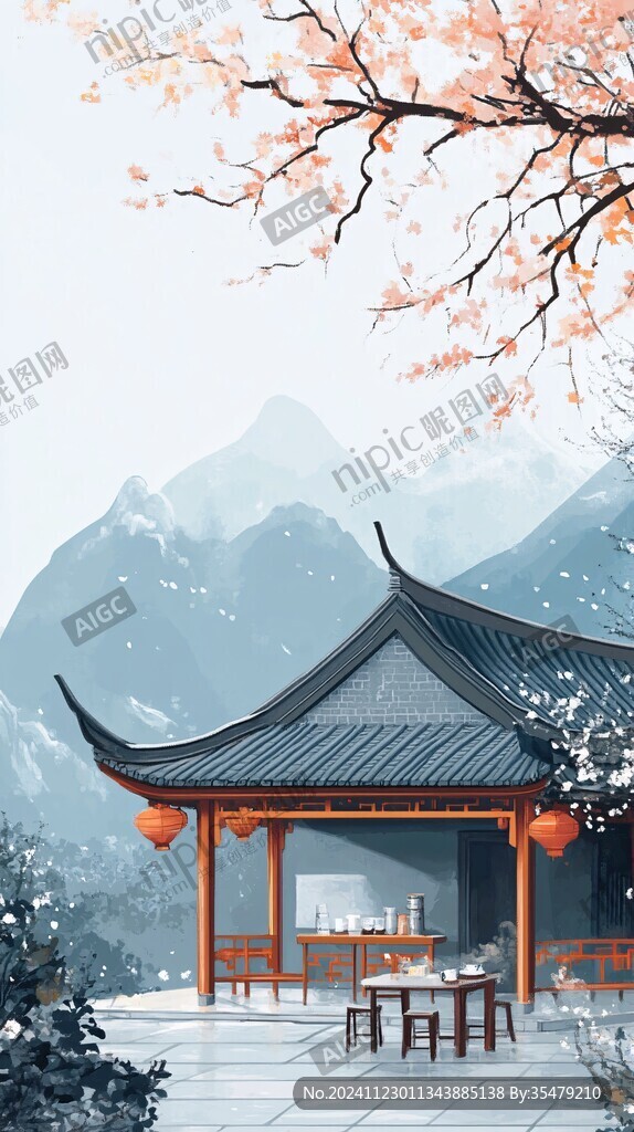 插畫愛(ài)晚亭