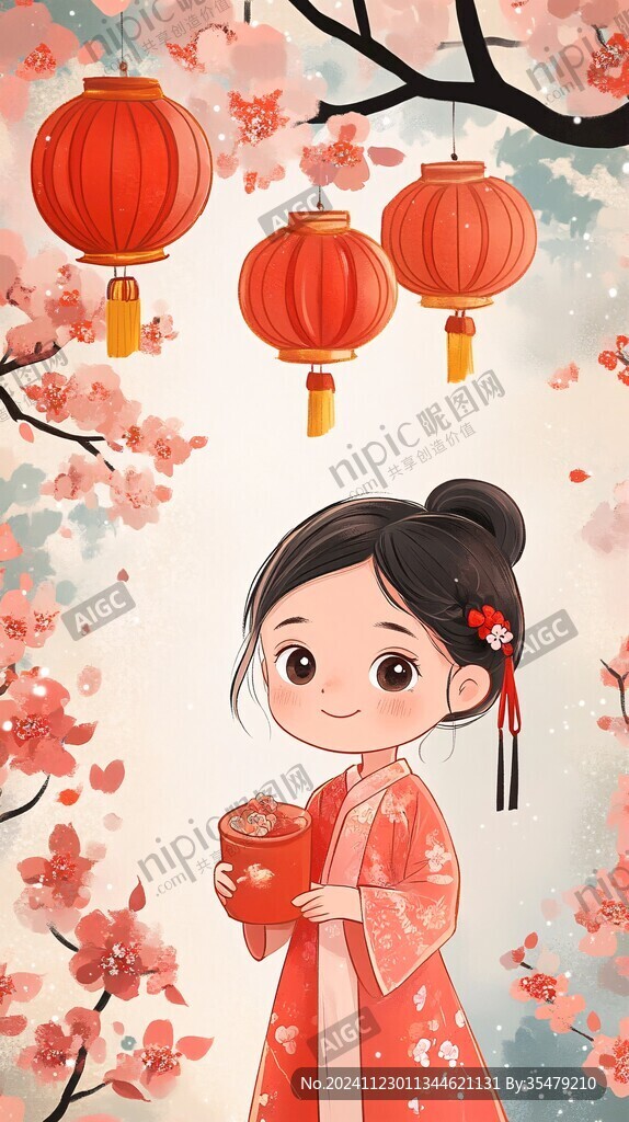 女生拜年圖