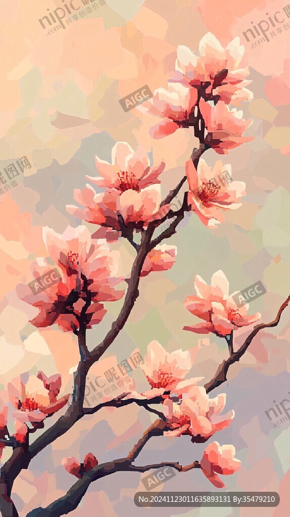 辛夷花插畫