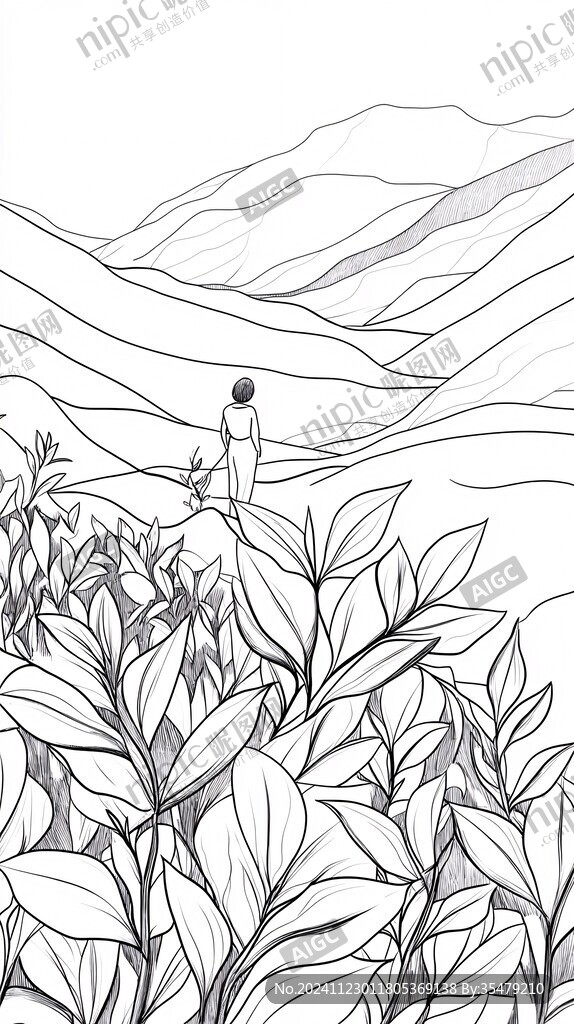 茶葉包裝海報插畫線稿