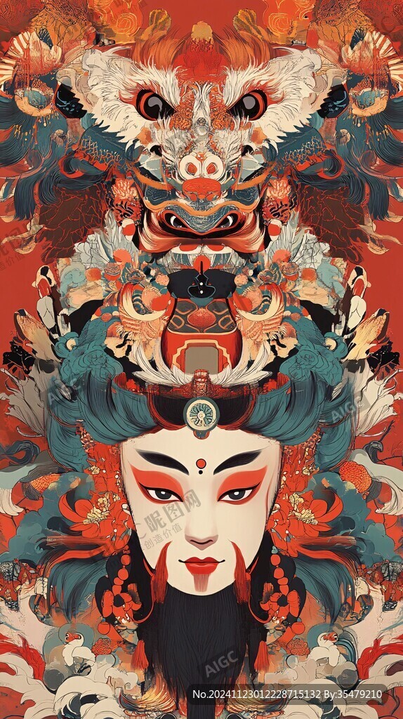 臉譜人物插畫