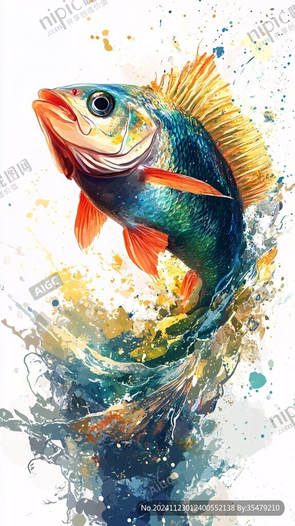 手繪唯美魚裝飾畫