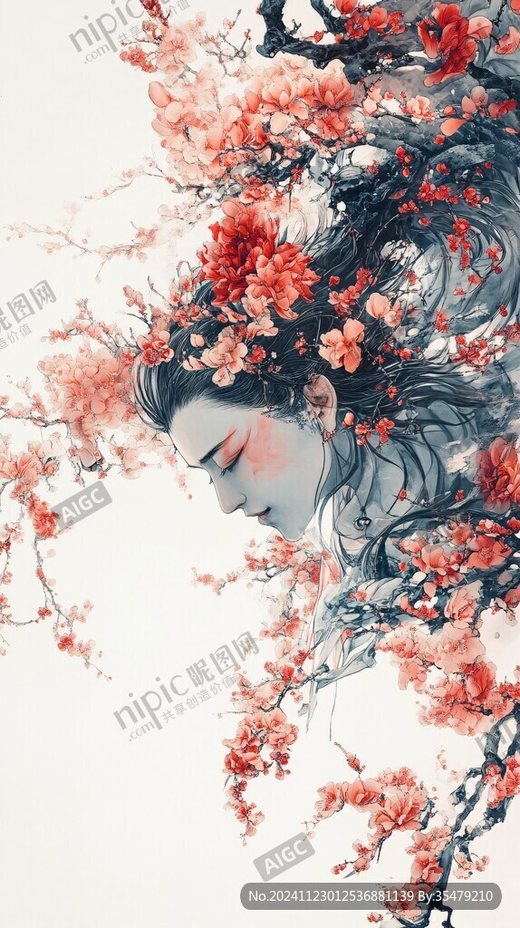 桃花美人插畫