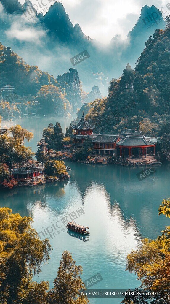 山水樓閣雅致意境風(fēng)