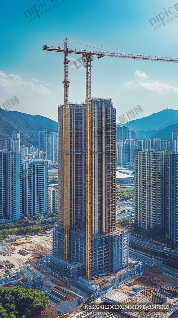 航拍樓房建造