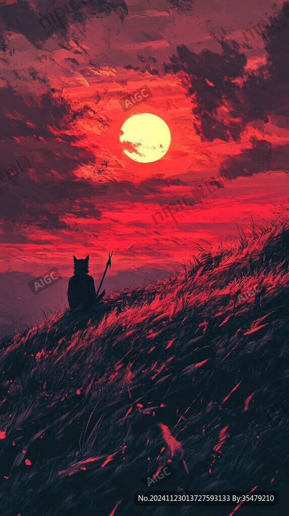 插畫落日