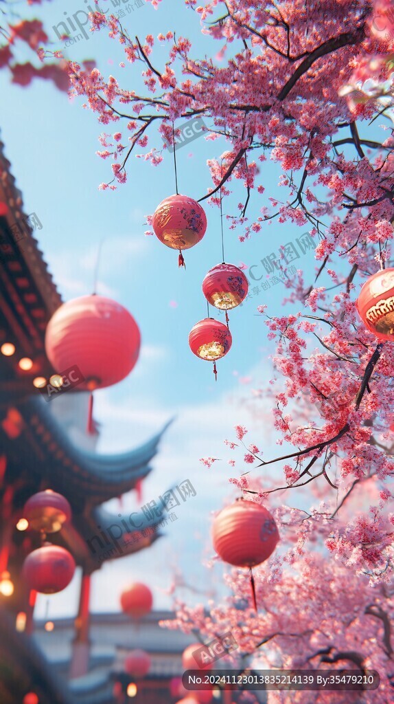 燈籠與紅櫻