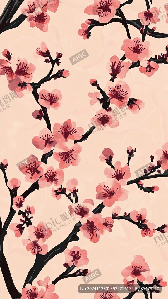 板繪梅花插畫