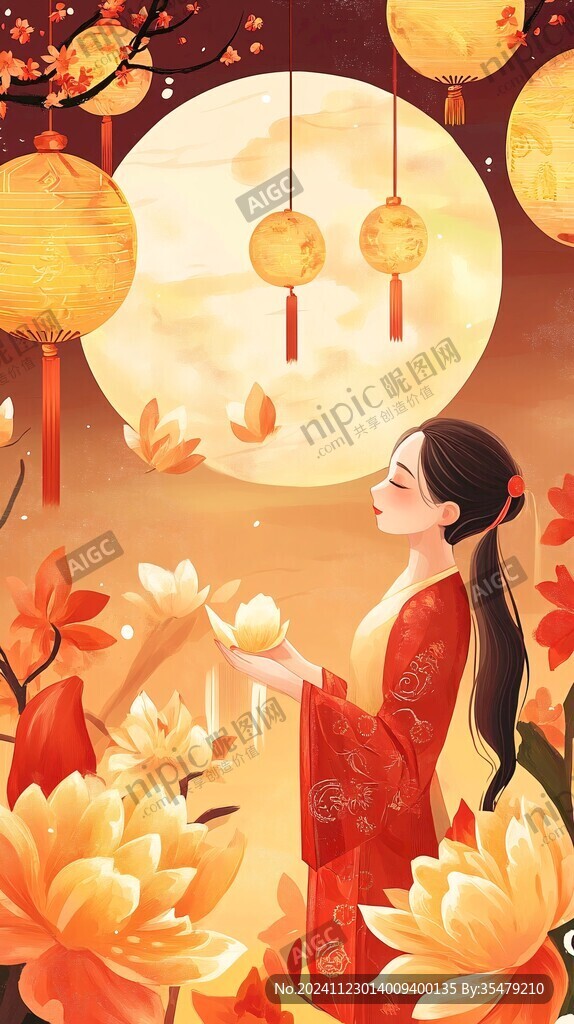 花好月圓插畫