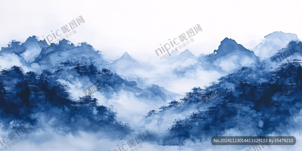 屏風(fēng)墨韻禪意山峰云霧