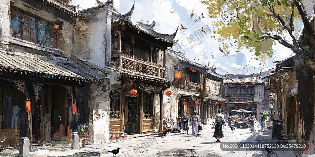 束河古鎮(zhèn)插畫(huà)
