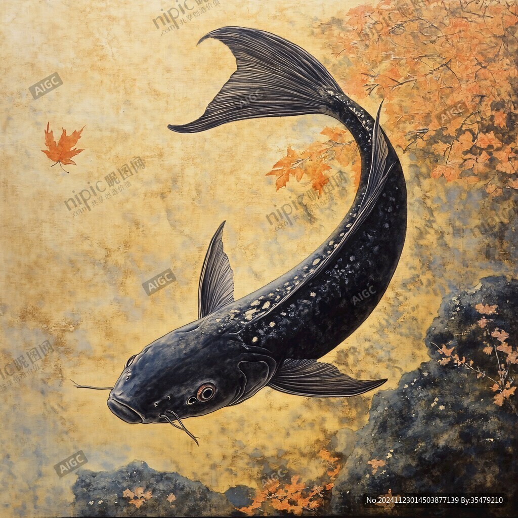 紅葉游魚圖
