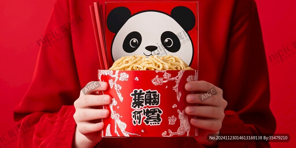 熊貓螺獅粉包裝插畫