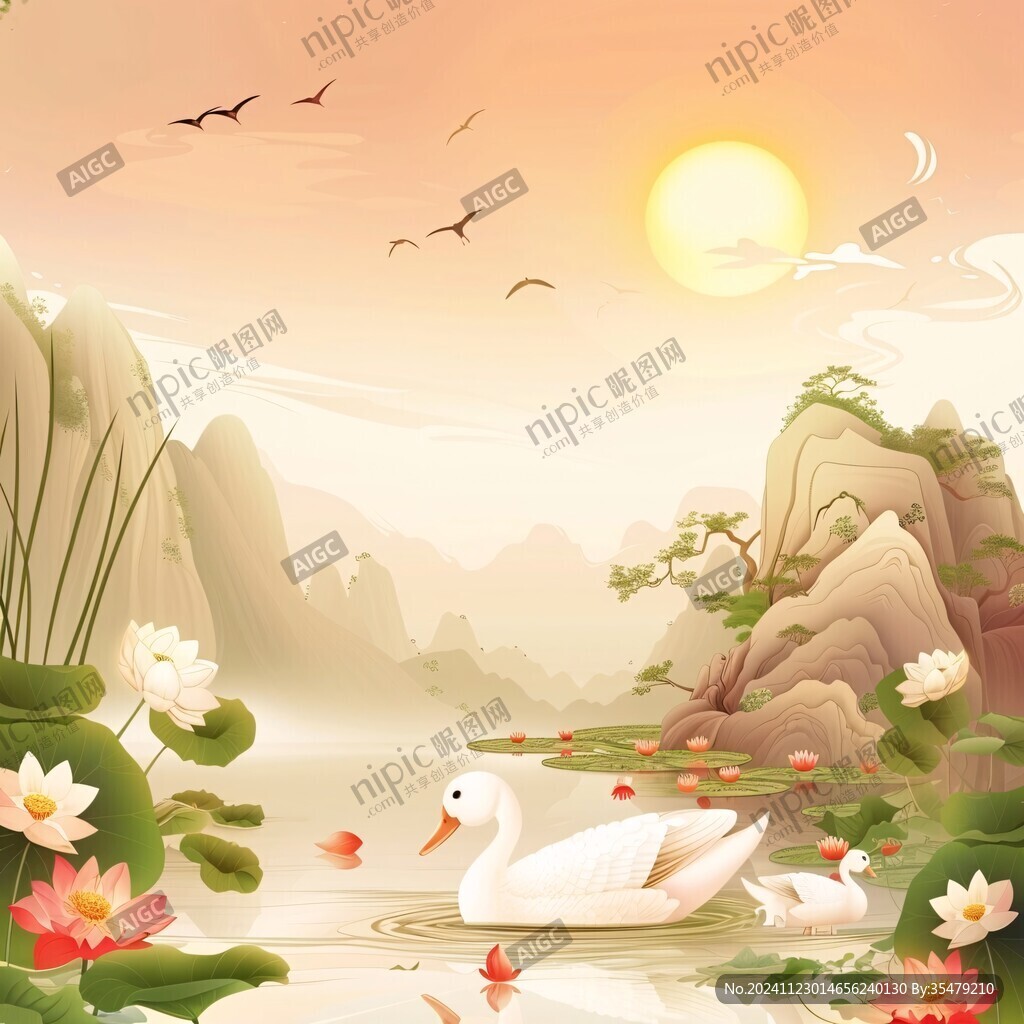 復(fù)古仙鶴聚寶盆山水