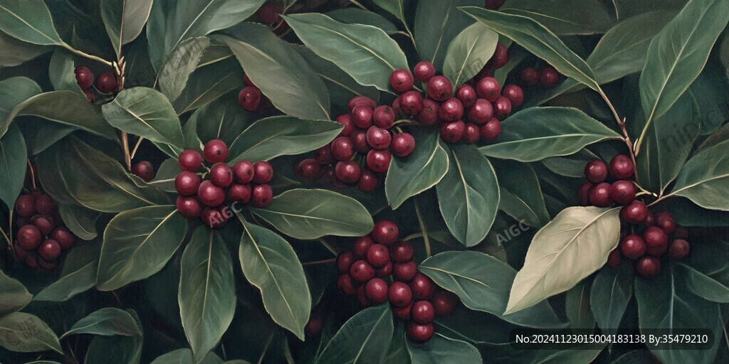 枸骨插畫