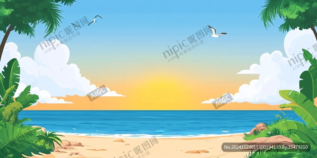 夏日海灘海邊風(fēng)光