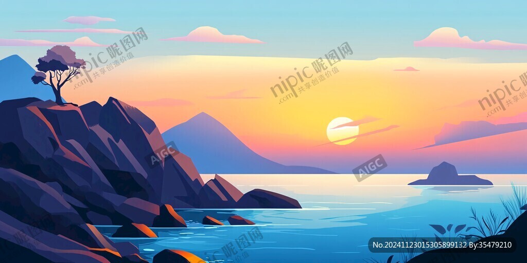 扁平風(fēng)景插畫