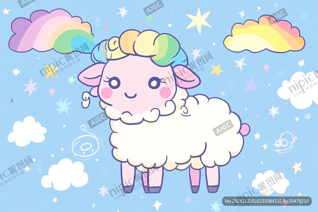 萌系小羊插畫
