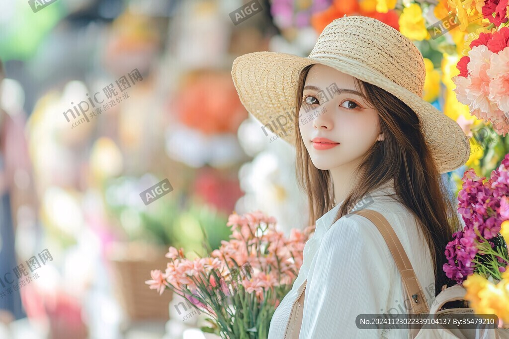 戴草帽少女